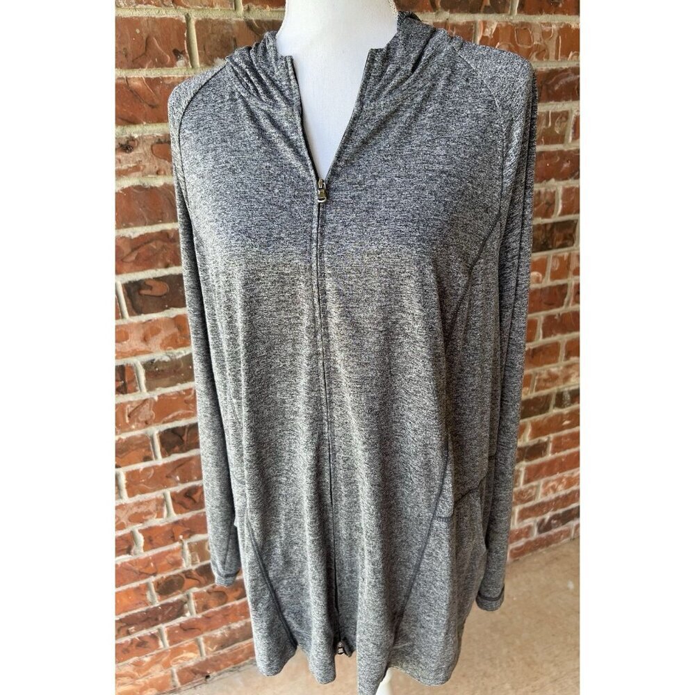 J Jill FIT Hoodie Womens XL Tall Blk/White Space Dye Out & About Full Zip Front